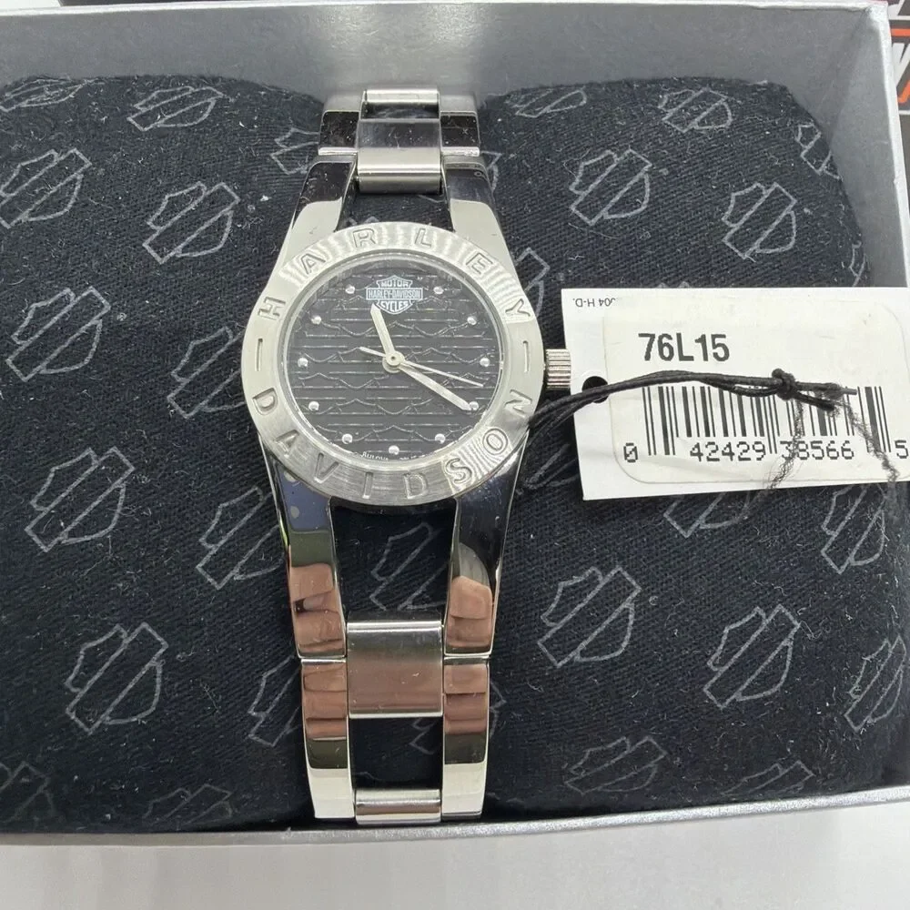 20034 Harley-Davidson Women's Bulova Silver Tone Metal Band Watch- 76L15- NIB